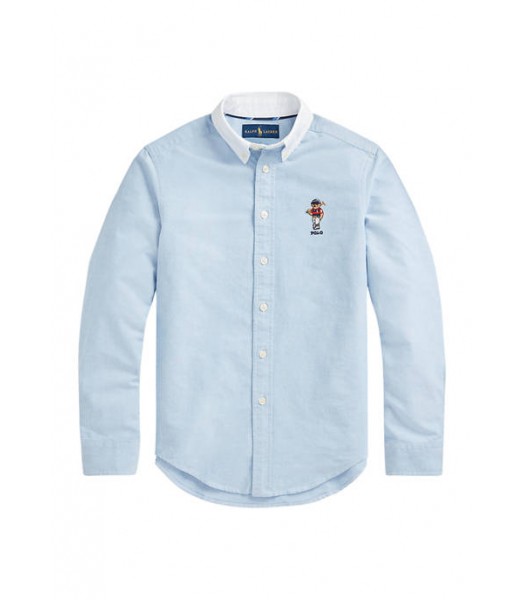 Polo Ralph Lauren Blue Polo Bear Cotton Oxford Shirt